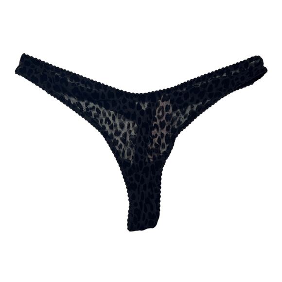 Victoria's Secret Flocked Leopard High-Leg Thong Panty Black Size Large - Picture 1 of 3